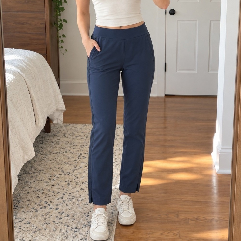 Athleta Activewear Pants Womens size 0 Blue Elastic Waist Pockets Gym Running